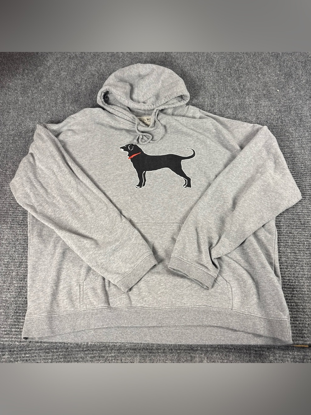 The Black Dog Hoodie Mens Large Gray Fleece Pullover Dog Graphic Sweatshirt